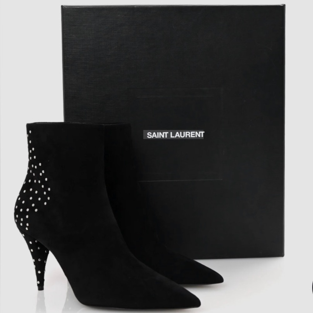 Saint Laurent Kiki suede studded boots